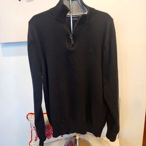 Mens, Nautica long sleeve quarter zip up  sweater. Size L, w/ leather pulltab.